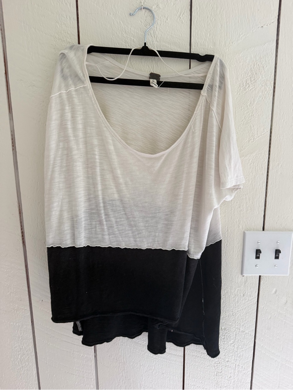 Free People Two-Tone Scoop Neck Tee